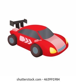 Red race car icon in cartoon style isolated on white background. Machine symbol