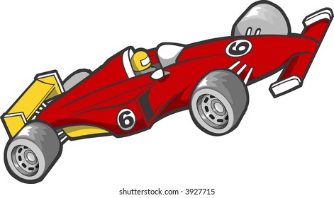 Red Race Car Vector Illustration