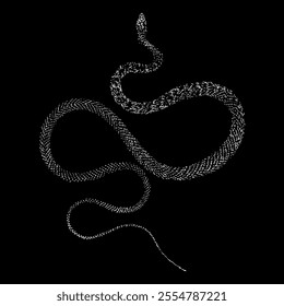 red racer snake hand drawing vector isolated on black background.