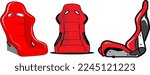 Red racing bucket chair in flat design. Vector Illustration.