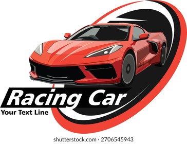 Red racing car logo is suitable for business, events related to the vehicle.
