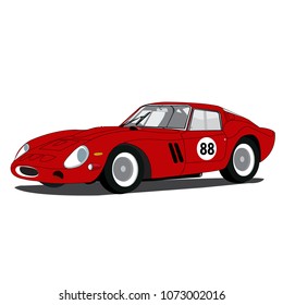 Red racing car on a white background
