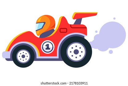 red racing car with open top. race winner. flat vector illustration.