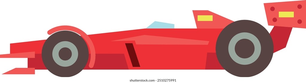 Red racing car side view color icon