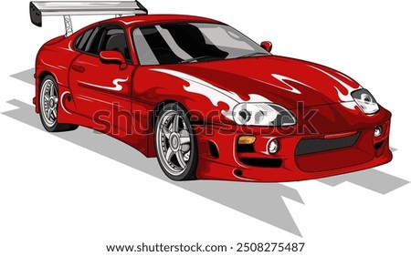 Red racing car t-shirt design, eps 10, editable.