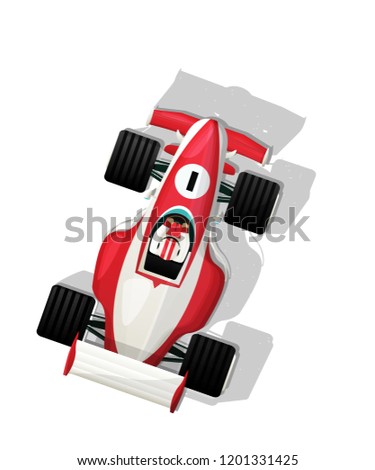 Red racing car vector over white background
