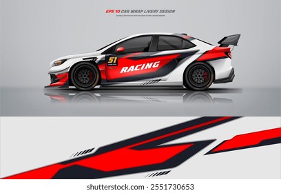 Red Racing Car wrap livery design vector
