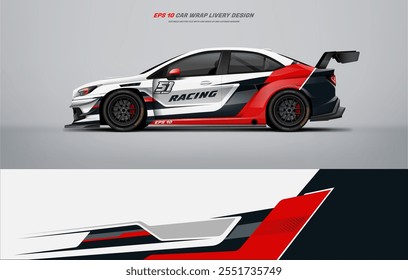 Red Racing Car wrap livery Design arquivo vetorial eps 10 arquivo imprimível abaixo