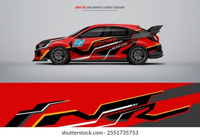 Red Racing Car wrap livery Design vector file eps 10 printable file below