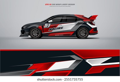 Red Racing Car wrap livery Design arquivo vetorial eps 10 arquivo imprimível abaixo