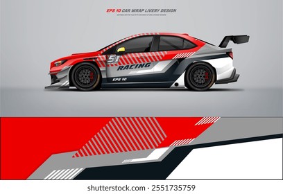 Red Racing Car wrap livery Design arquivo vetorial eps 10 arquivo imprimível abaixo