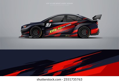 Red Racing Car wrap livery Design vector file eps 10 printable file below