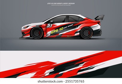 Red Racing Car wrap livery Design vector file eps 10 printable file below