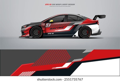 Red Racing Car wrap livery Design arquivo vetorial eps 10 arquivo imprimível abaixo