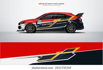 Red Racing Car wrap livery Design arquivo vetorial eps 10 arquivo imprimível abaixo