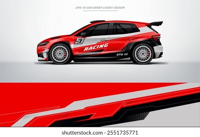 Red Racing Car wrap livery Design vector file eps 10 printable file below