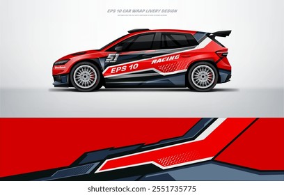 Red Racing Car wrap livery Design vector file eps 10 printable file below