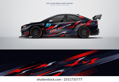 Red Racing Car wrap livery Design arquivo vetorial eps 10 arquivo imprimível abaixo