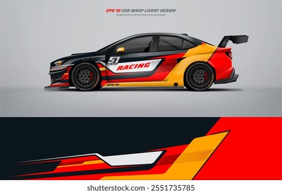 Red Racing Car wrap livery Design vector file eps 10 printable file below