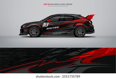 Red Racing Car wrap livery Design vector file eps 10 printable file below