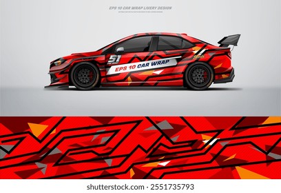 Red Racing Car wrap livery Design arquivo vetorial eps 10 arquivo imprimível abaixo