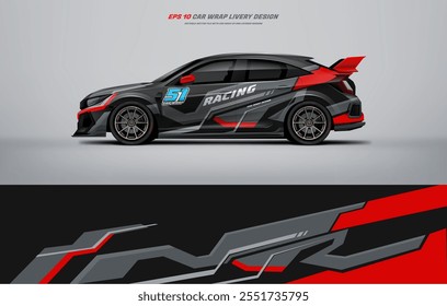 Red Racing Car wrap livery Design vector file eps 10 printable file below