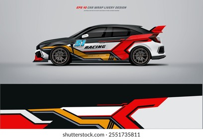 Red Racing Car wrap livery Design vector file eps 10 printable file below