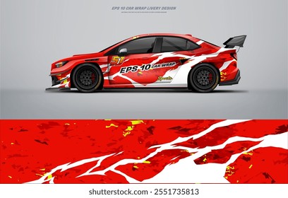 Red Racing Car wrap livery Design vector file eps 10 printable file below