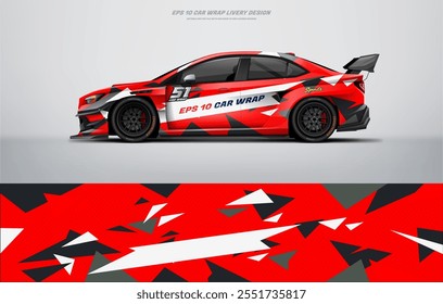 Red Racing Car wrap livery Design arquivo vetorial eps 10 arquivo imprimível abaixo