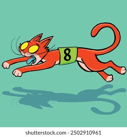 red racing cat with the number 8 on its back