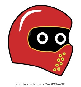 Red Racing Helmet and big eye Illustration. flat design