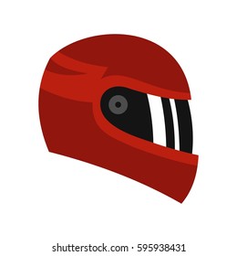 Red racing helmet icon in flat style isolated on white background vector illustration