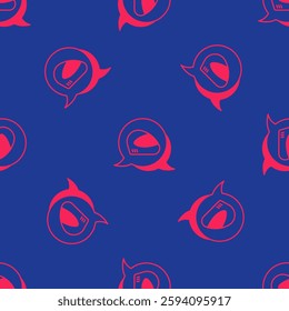 Red Racing helmet icon isolated seamless pattern on blue background. Extreme sport. Sport equipment.  Vector