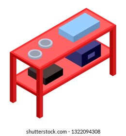 Red rack icon. Isometric of red rack vector icon for web design isolated on white background
