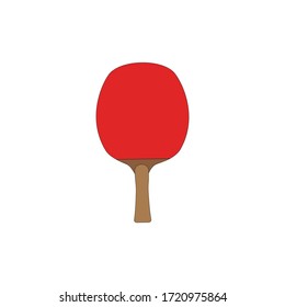 Red racket for playing table tennis. Isolated on a white background. Vector illustration.
