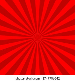 Fondo radial rojo, plantilla de diseño de afiches, ilustración vectorial