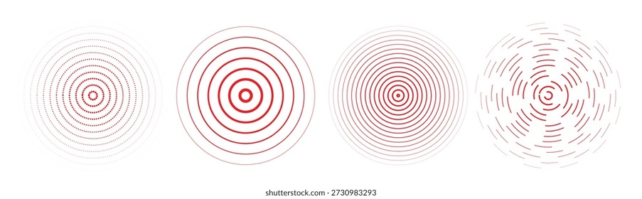 Señal de onda sonora de conjunto de círculo concéntrico radial rojo 