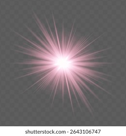 Red radial flare with glowing starburst, soft gradient and transparent background. Suitable for magical, festive or romantic visual design projects.
