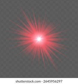 Red radial flare with glowing starburst, soft gradient and transparent background. Suitable for magical, festive or romantic visual design projects.