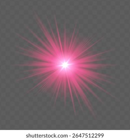 Red radial flare with glowing starburst, soft gradient and transparent background. Suitable for magical, festive or romantic visual design projects.