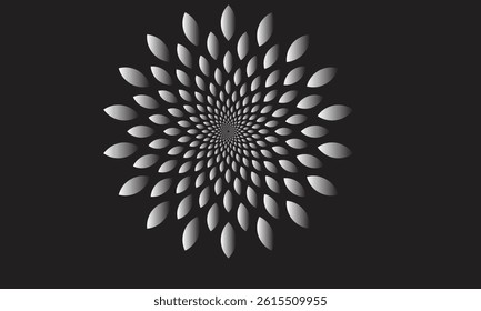 Red radial petal pattern, Abstract flower spiral, Geometric leaf mandala, Bold red symmetry art, Modern petal design
