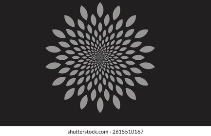 Red radial petal pattern, Abstract flower spiral, Geometric leaf mandala, Bold red symmetry art, Modern petal design