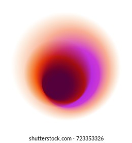  Red radial spot with round maroon colored vector texture. Orange gradient hole isolated on white background. Pink blurred blot pattern. 
