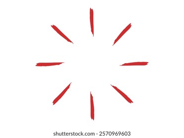 Red radial stroke of burst or attention-grabbing