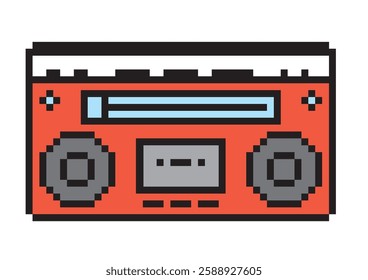 red radio cassette pixel art