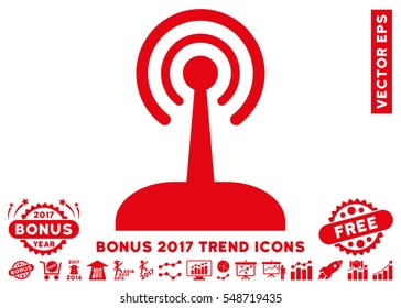 Red Radio Control Joystick pictogram with bonus 2017 year trend design elements. Vector illustration style is flat iconic symbols, white background.