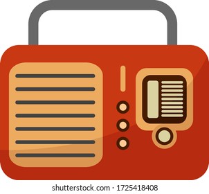 Red radio set, illustration, vector on white background