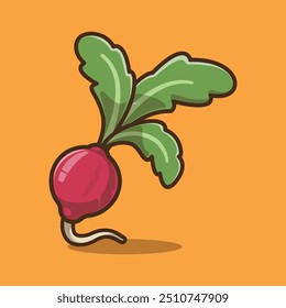 Vector de dibujos animados de rábano rojo. Tema de ilustración de verduras.