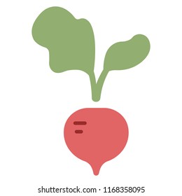 Red radish with leaf icon in flat color design vector illustration