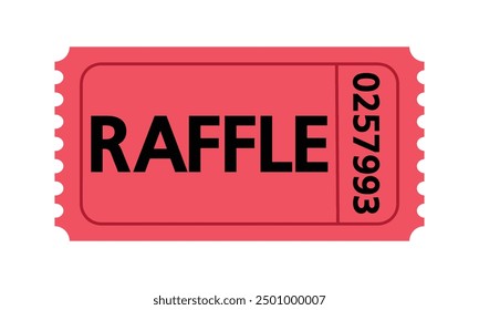 Red raffle ticket icon. Vector image isolated on white background.